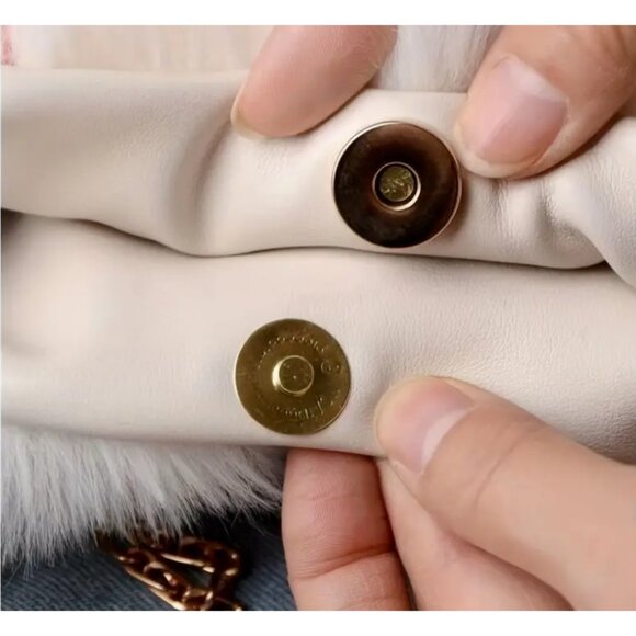 Plush BLACK Fur Bucket Bag Two PINK Pom Pom CHERRIES Fall School Trendy - Picture 6 of 12